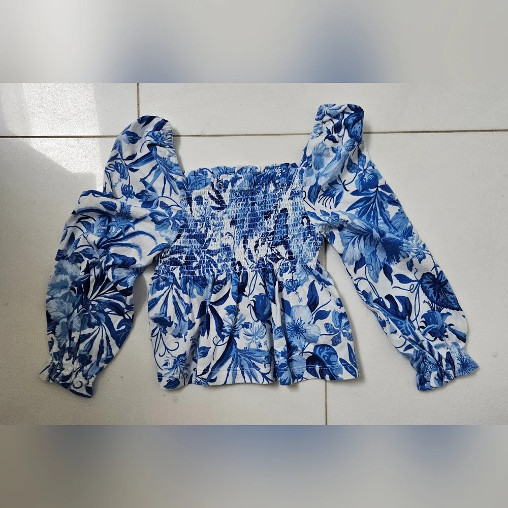 NWT Toddler Ralph Lauren Blue‎ Floral Smocked Top Spring Summer